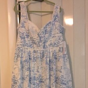 Blue and White Toile Print Dress Aqua brand sold by Bloomingdales